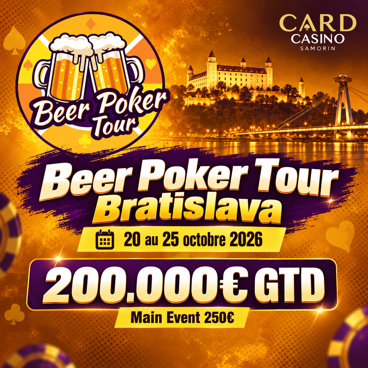 Beer Poker Tour Bratislava octobre 2026 au Card Casino