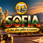 Beer Poker Tour Sofia 2026, avec vue de Sofia, jetons de poker et identité visuelle du festival