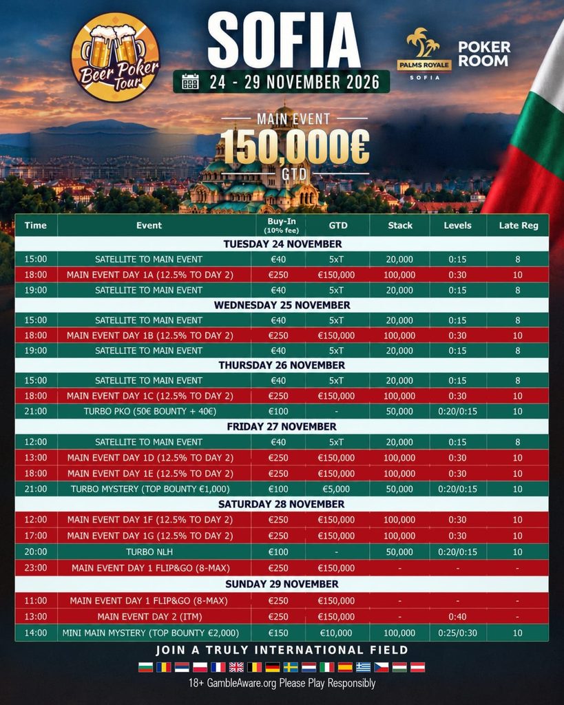 programme-819x1024 Beer Poker Tour Sofia : le bon plan poker de novembre !